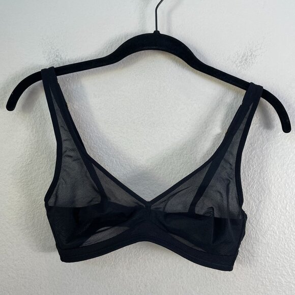Cuup Womens XS Black Sheer Mesh Bra A-C Cup Adjustable Straps Wireless - Picture 3 of 7